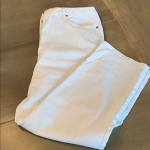 White straight leg jeans